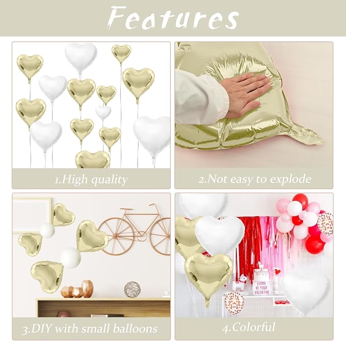 Biapian Pastel Gold Heart Balloons - Image 7