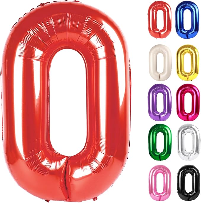 Red Number 0 Balloon 40 Inch by IWERP