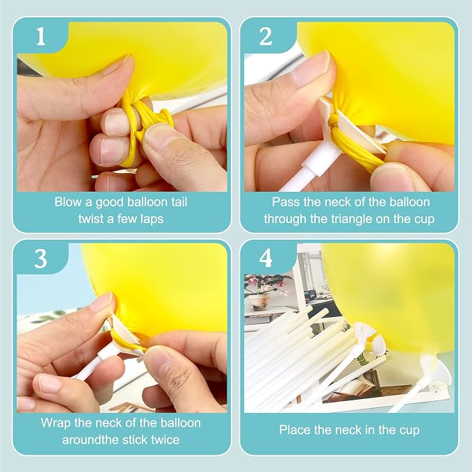 PP OPOUNT 120 Pieces Balloon Sticks, 12.6 inches Balloon Sticks - Image 3