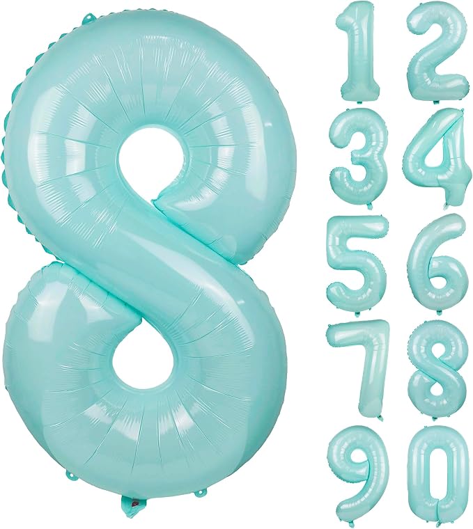 Macaron Blue Number 8 Balloon 40in Large Helium Foil Polyester Film Balloon | by Exquisitehighqualitypartydecorationstomeetyoureveryneed%EF%BC%81