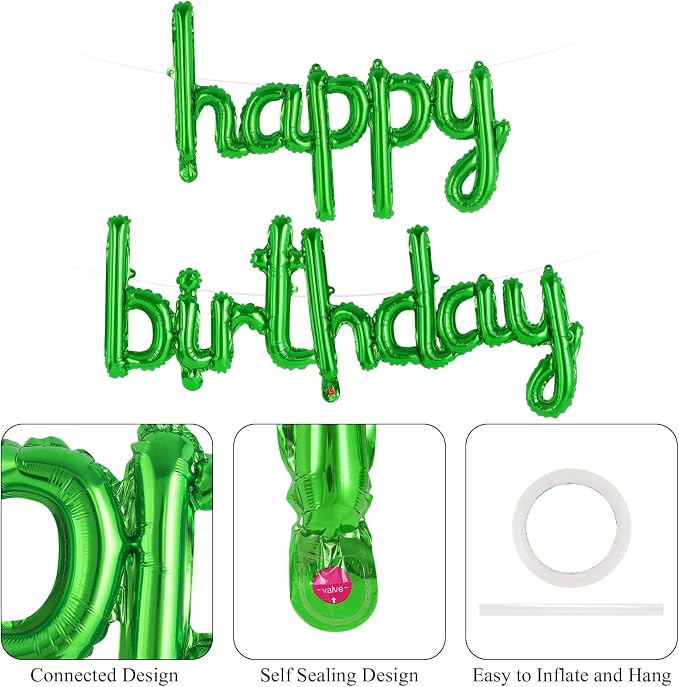 Happy Birthday Balloons Banner Foil Letters Balloons Connected, Personalized - Image 6