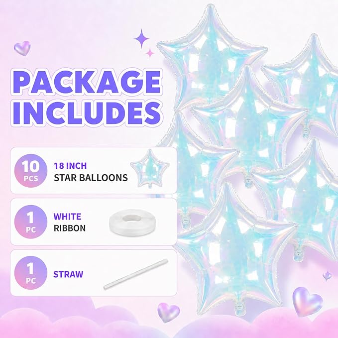Iridescent Star Balloons, Baby Shower, Graduation, Engagement and Anniversary - Image 4