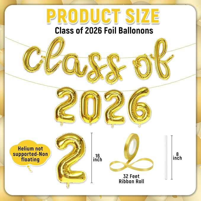 Class of 2026 Graduation Balloons, Grad Party Supplies, Balloon Banner - Image 2
