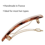 Warm Beige Hair Barrette for Thin Hair, Classic Rectangle French Barrette for Women, Lightweight and Comfortable, Strong Hold, Caramel Horn | France Luxe