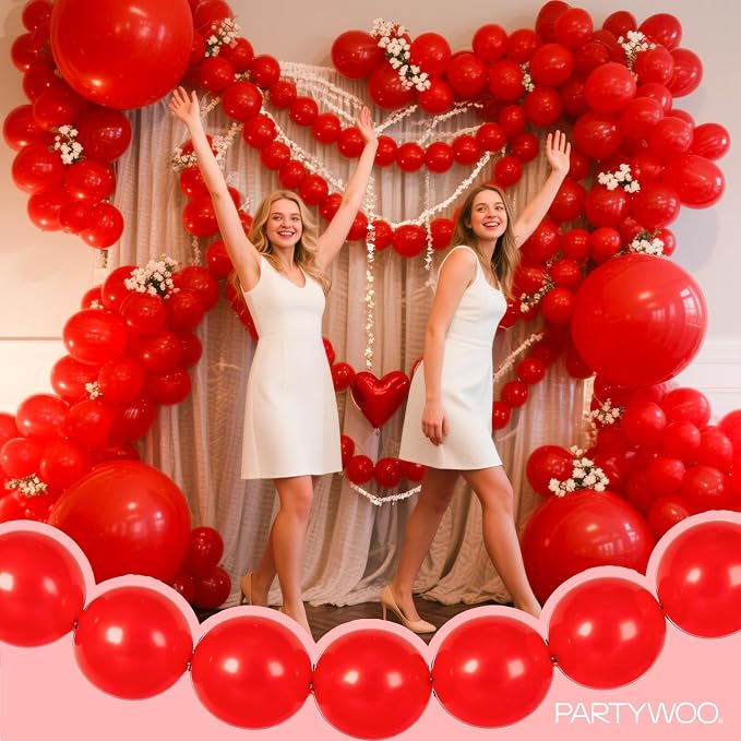 PartyWoo Red Linking Balloons 100pcs 6 Inch Red Link Balloons | - Image 2