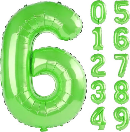 40 Inch Number 6 Balloons for 6th Birthday Party Decorations, 0-100 Fruit Green by FOBELEC