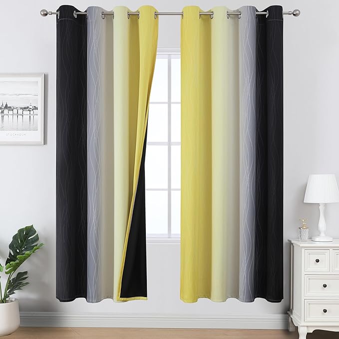 Black and Yellow Blackout Curtains by ESTELARTEXTILER
