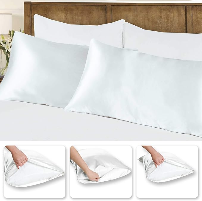 Tyfitb Satin Pillowcase Set for Hair & Skin Care – Cooling, Hypoallergenic, Anti-Frizz, Wrinkle-Free – Soft, Luxurious Pillowcases with Envelope Closure – 2-Pack, Standard Size 20x26, Gift-Ready