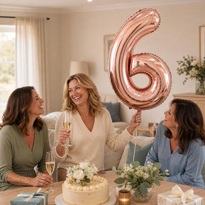 40 Inch Rose Gold Number 6 Balloon, Giant Number Balloons, Birthday Decor | - Image 5