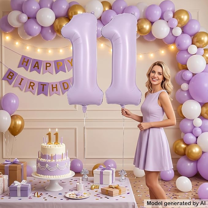 40" Pastel Purple Foil Number 11 Balloon - Image 4