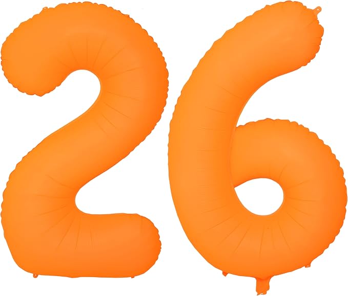 Orange Birthday Number 26 Balloon 40IN Fluorescent Orange 62 Balloon | by YOIOZAIZAI