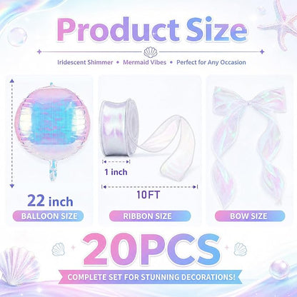 20 Pcs Metallic Iridescent Foil Balloons Giant 22 Inch 4d Round Metallic - Image 2