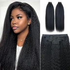Invisi Edge Clip In Hair Extensions Human Hair 2 Pack 240g 16pcs Kinky Straight Invisible Clip Ins For Women Full Head Injected Clip Ins Remy Human Hair Extensions Natural Color 24inch