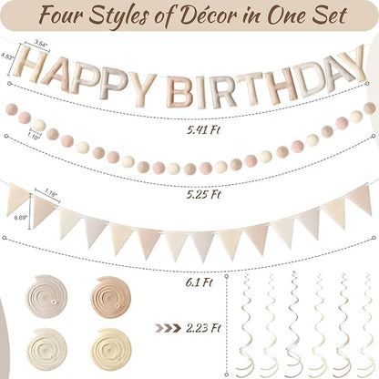 Kriyokiaa Retro Neutral Happy Birthday Banner Set, Neutral Decor | Retro - Image 4