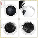 12 Pcs baseball Mini Detangler Brush, Folding Mirror Hair Brushes, Travel Hair Brush, No Tangle Soft Flexible Bristles for Straight, Curly, Thick Hair for baseball Team Gift Sport Party