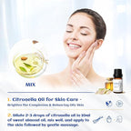 HIQILI 0.33 Fl Oz Citronella Oil for Homemade Sprays, Add to Diffuser, 100% Pure and Natural Undiluted, Portable - 10ml