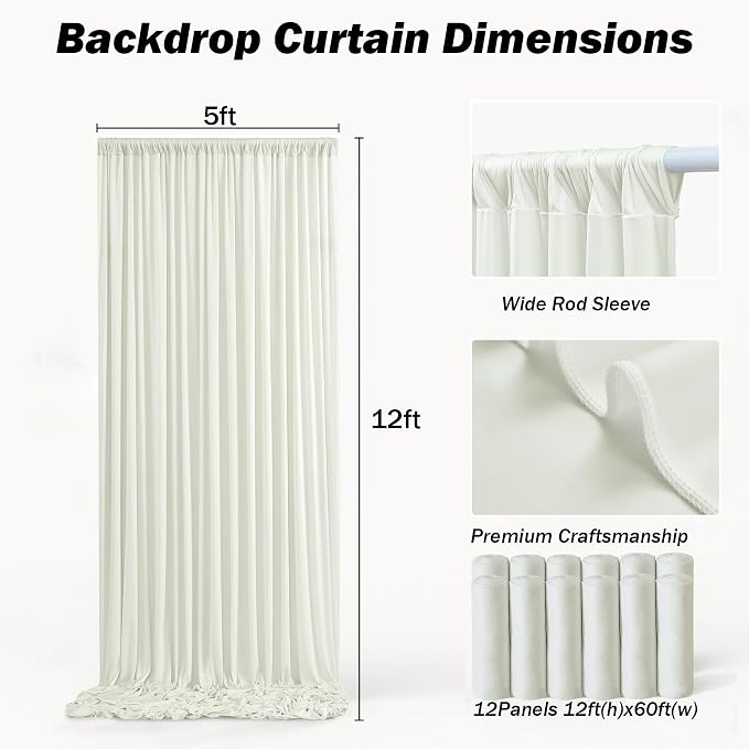 60ft×12ft Ivory Backdrop Curtain - Image 6