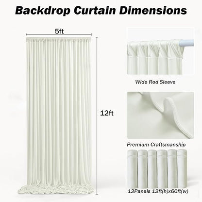 60ft×12ft Ivory Backdrop Curtain - Image 6