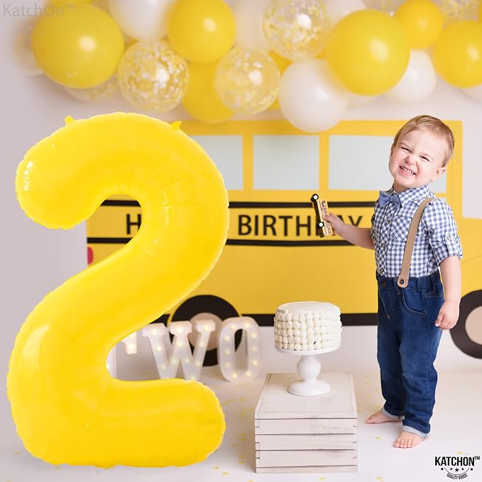 KatchOn Yellow Number 2 Balloon 40 Inch 2nd Birthday Decorations - Image 2