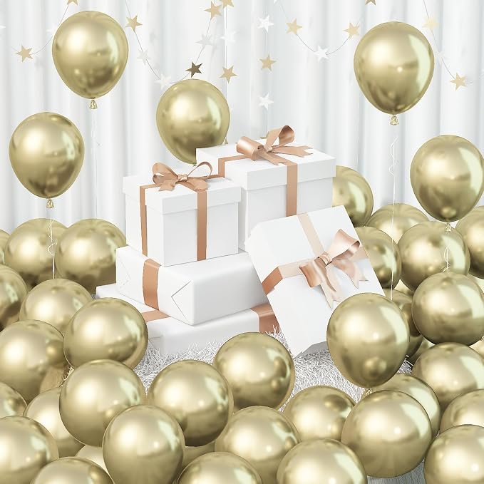 Jobkoo 60 Pcs Light Gold Balloons 5Inch Metallic Gold Chrome Balloons Champagne by Jobkoo