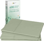 California Design Den Premium King Pillowcases Set of 2-600 Thread Count Sateen, Natural 100% Cotton King Size Pillow Case Pair, Crisp, Durable Bedding - Laurel Green