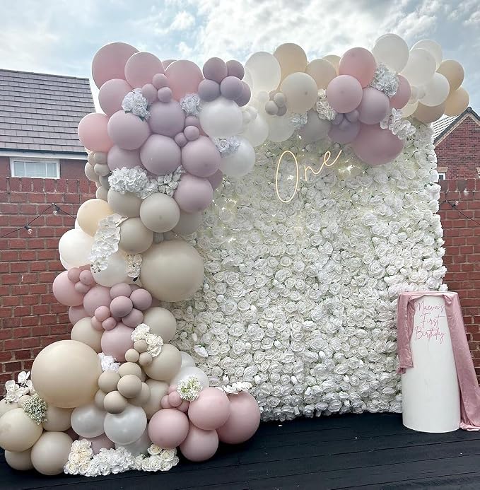 Dusty Pink Sand White Ballloons Arch Kit, Party Decor | Light Retro Pink Beige - Image 4