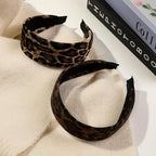 Ivyu 2 Pack Wide Leopard Headbands for Women, Non-Slip Elastic Hair Bands Soft Fabric Head Band for Daily Wear, Makeup, Travel Fashion Hair Accessories for Girls