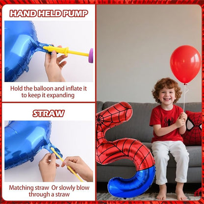 40 Inch Vibrant Spider-Themed Number Foil Balloons - Image 4