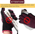 YANTAISIYU ‌2-Pack Heat-Resistant Gloves with Silicone Bumps Heat Blocking Gloves for Curling Hair Styling