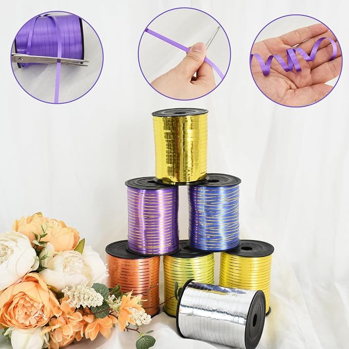 TONIFUL 500 Yards Curling Ribbon-Balloon Ribbons-Shiny Gold Metallic Balloon - Image 3