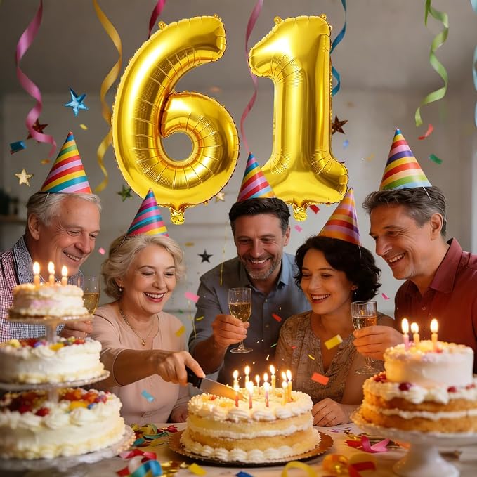 40 Inch Number 61 Balloons for 61st Birthday Party Decorations, 0-100 Gold - Image 2