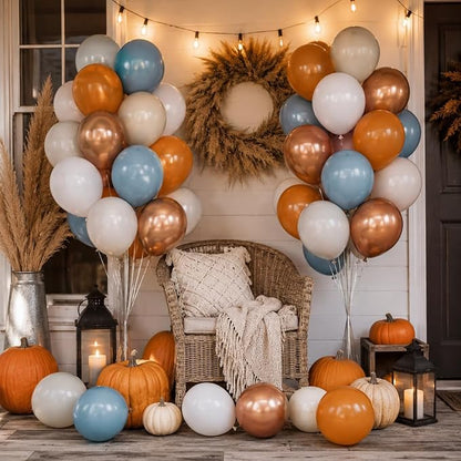 Orange and Blue Balloons, 12 Inch Burnt Orange Dusty Blue Copper Balloon | - Image 7