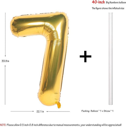 40In Large Gold Number Balloon 7 Aluminum Foil Mylar Big Number Balloon 0-9 | - Image 2