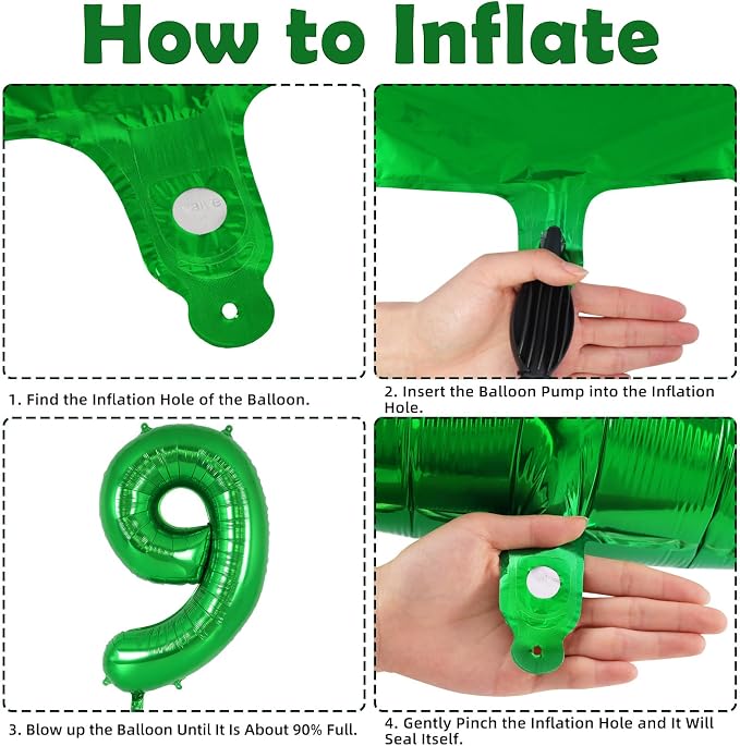 Dark Green Number 9 Balloon 40 Inch, Big Large Foil Helium Number Balloons - Image 7