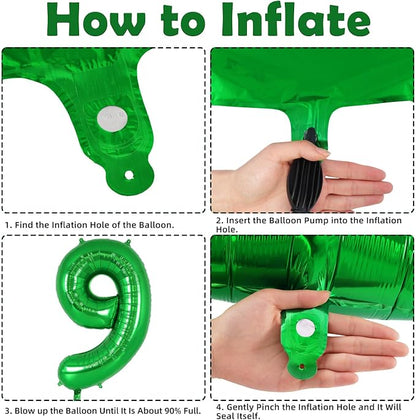Dark Green Number 9 Balloon 40 Inch, Big Large Foil Helium Number Balloons - Image 7