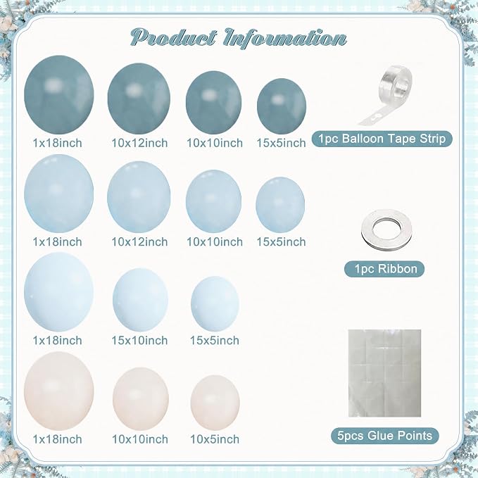 Dusty Blue Balloon Arch Kit for Baby Shower Birthday Party Decorations | 124Pcs - Image 6