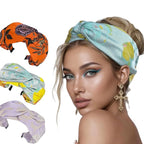 Prodaylab Twist Knotted Headbands for Women Trendy Fabric Embroidery Hair Elastics Wide Hair Bands Soft Non Slip Accessories Hairband for Girls (Hydrangea)