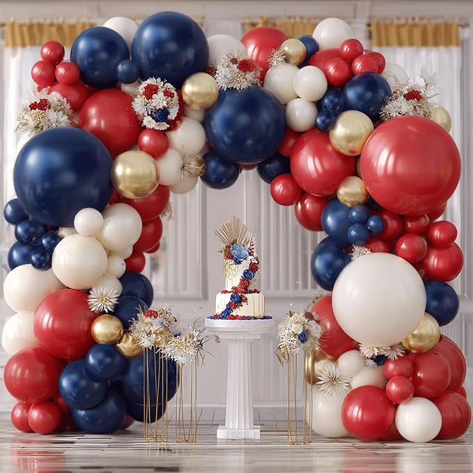 Red White and Blue Balloons Arch Kit 119 PCs Double Stuffed | Classic Luxury by Vanjehou