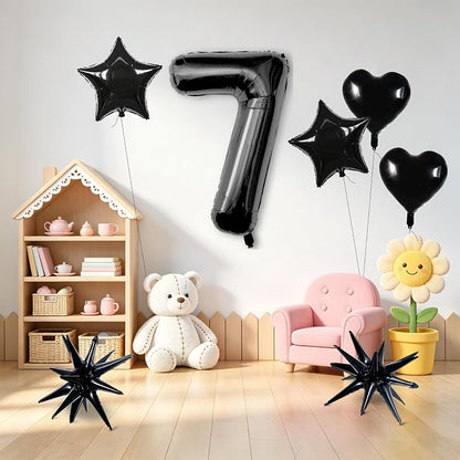 TONIFUL 7th Birthday Balloons Kit 40 Inch Black Large Number 7 Foil Balloon | - Image 4