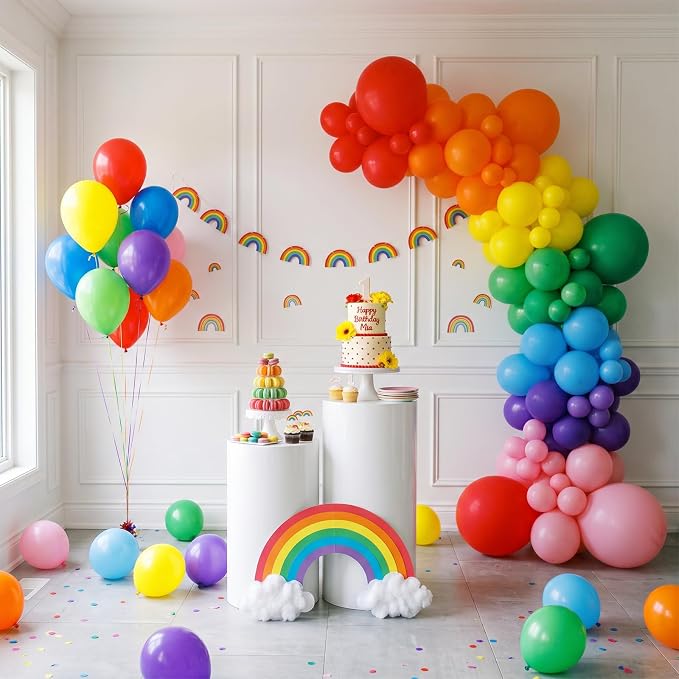 RUBFAC Rainbow Balloons, 12 Inches - Image 3