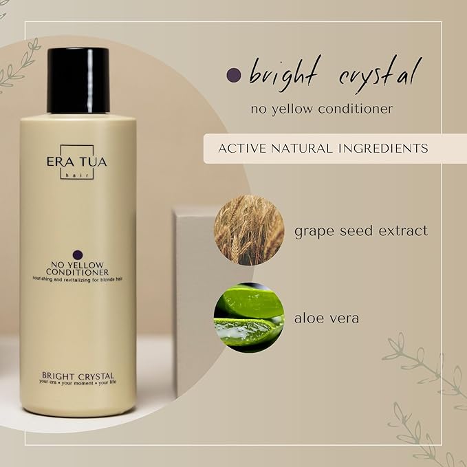 No Yellow Toning Conditioner for Blonde Hair, Silver, Bright Crystal and Purple | blonde shampoo Brass Moisturizing Formula | Dutch Made | Green Tea, Jasmine & Rose Scent | 750 ml