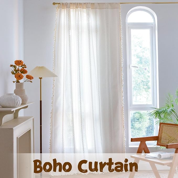 Sutuo Home Boho Curtains for Bedroom Living Room 90 Inches Long, Semi-Blackout - Image 7