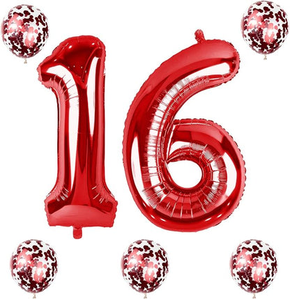 16th Birthday Balloons Red, 40 In Giant Digital Foil Number 1 and 6 Balloons - Image 8