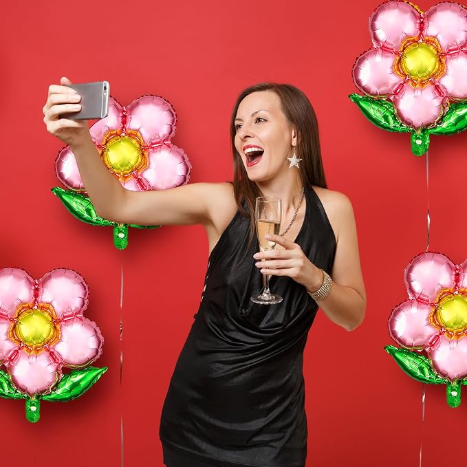 Skylety 16 Pieces Flower Foil Balloons 18 Inch Beautiful Floral Colorful Flower - Image 7