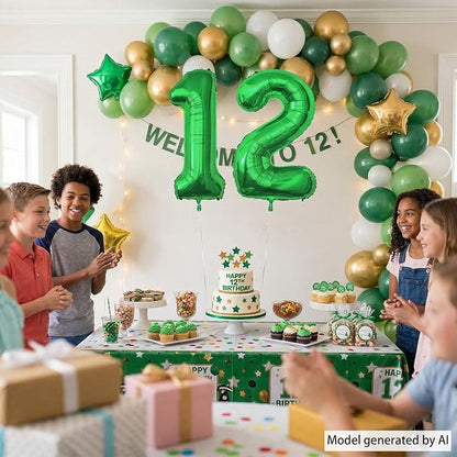 Green Number 12 Balloon 40 Inch, Glossy Foil Duo - Image 3