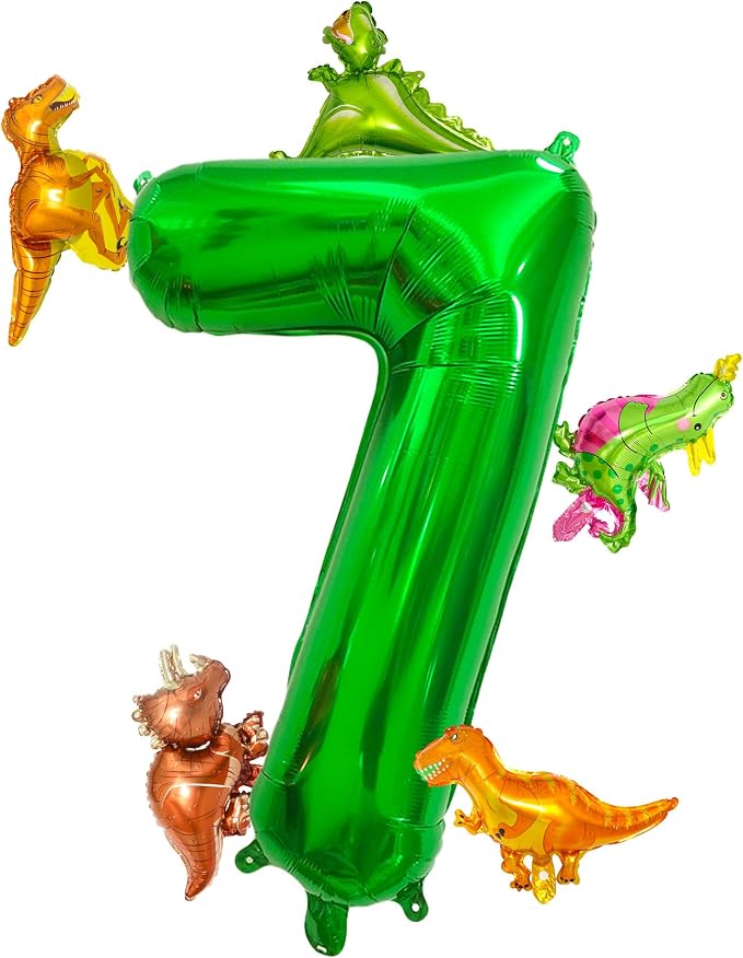 LilyZheng Large Dinosaur Balloon Number 7, 40 Inch Dark Green Foil Balloon by LILYZHENG