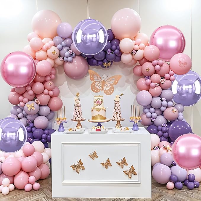 6Pcs Pink purple Round Foil Balloons, Giant 4D Round Ball Balloon, 22 Inch - Image 5