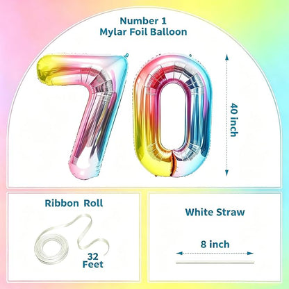 Rainbow Number Balloons Birthday Balloons - Image 2