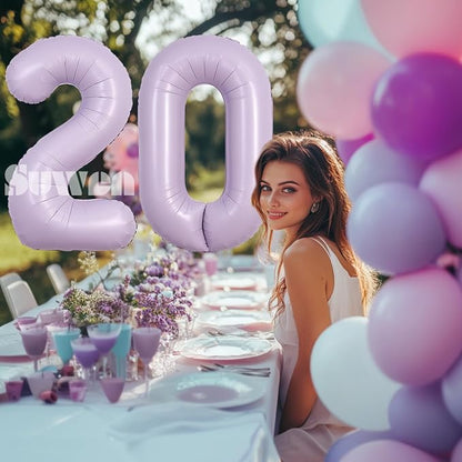 SUWEN 40 Inch Light Purple Lavender Big 20 Balloon Number Foil Helium 0-9 | - Image 3