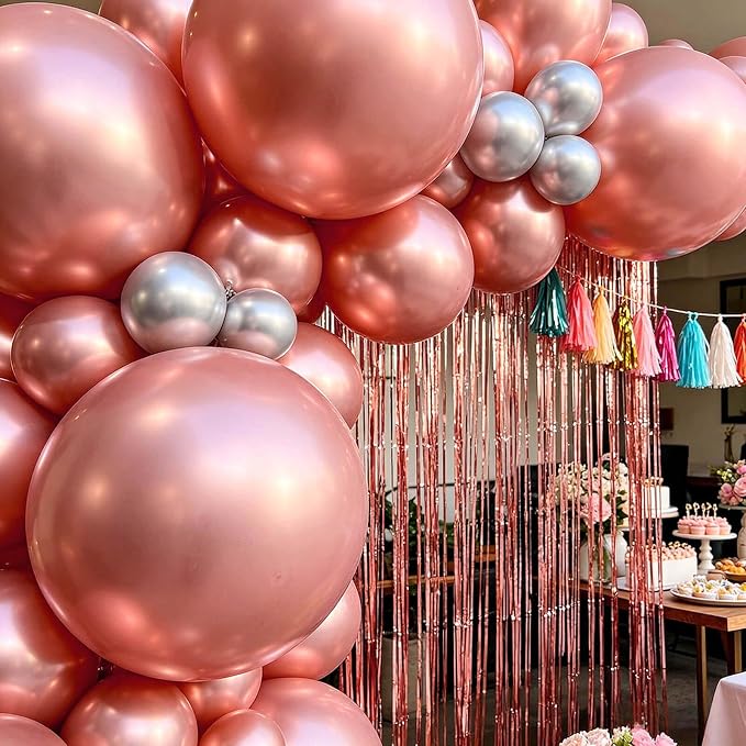 18 Inch Metallic Rose Gold Balloons 12 Pack Big Balloons Thick Latex Chrome - Image 7